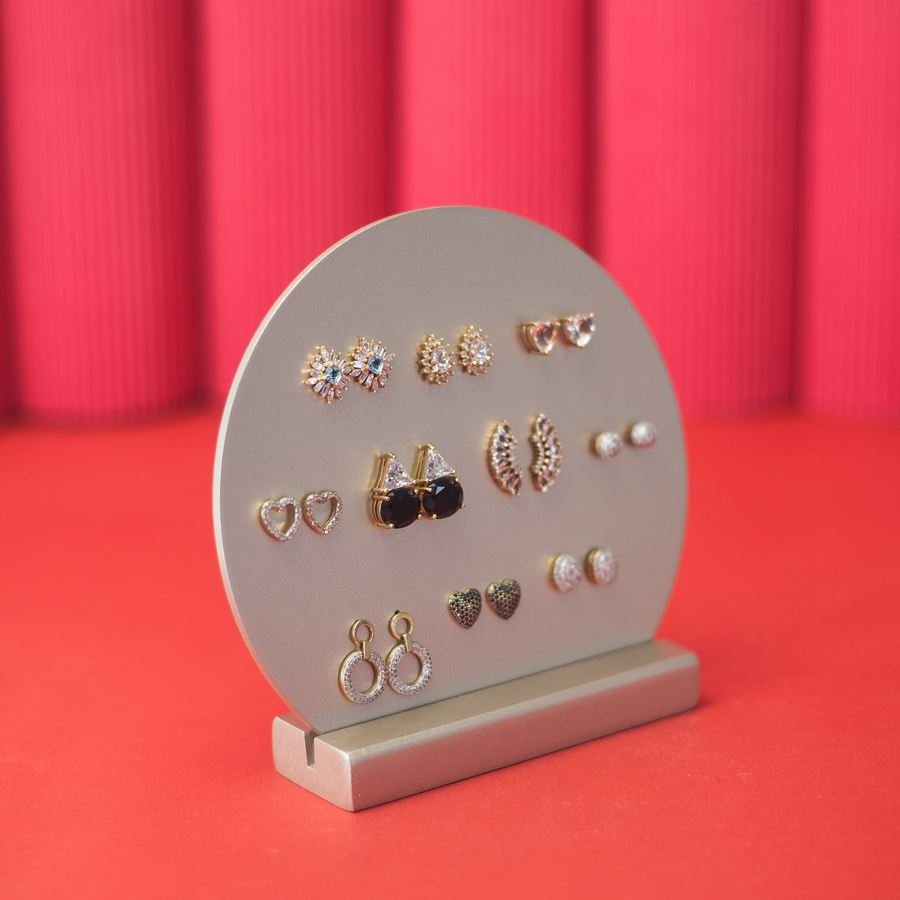 Expositor Amadeirado Multiplo Circulo 14,5x13,5x3,5 cm Champagne