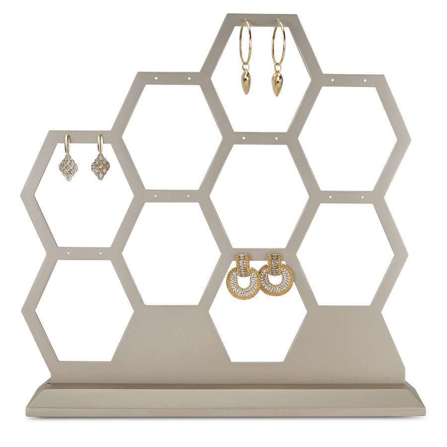  Expositor Amadeirado para Pares de Brincos - 6x30,5x30,5 cm Champagne