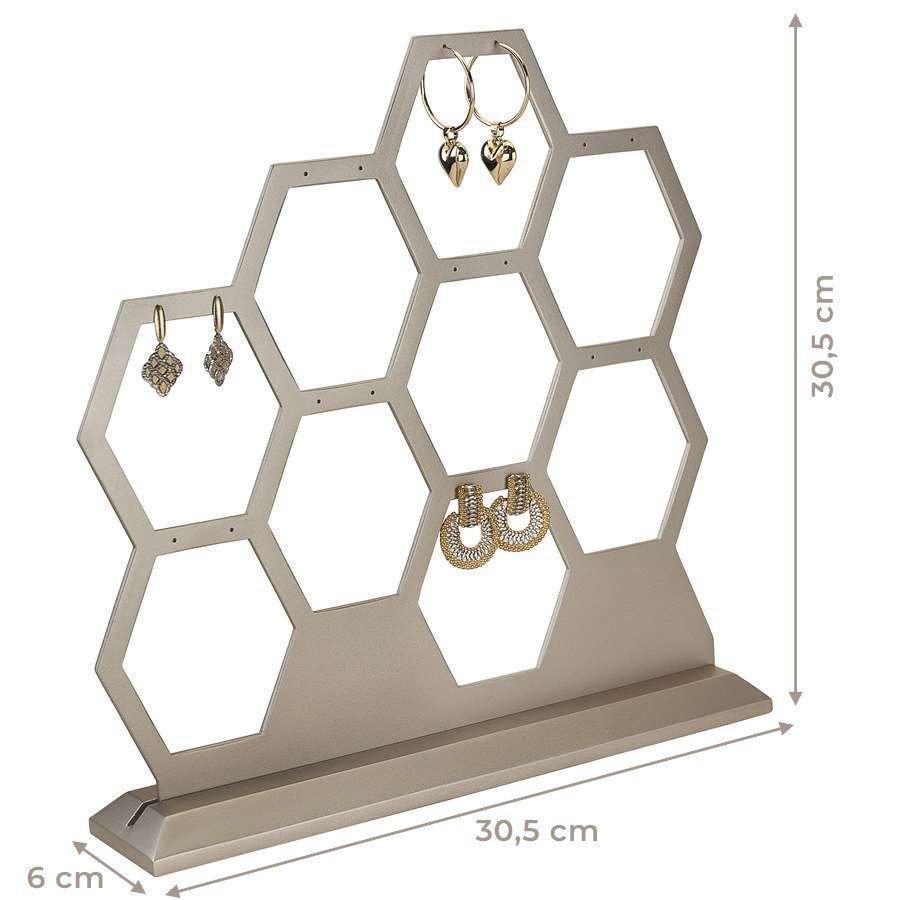  Expositor Amadeirado para Pares de Brincos - 6x30,5x30,5 cm Champagne