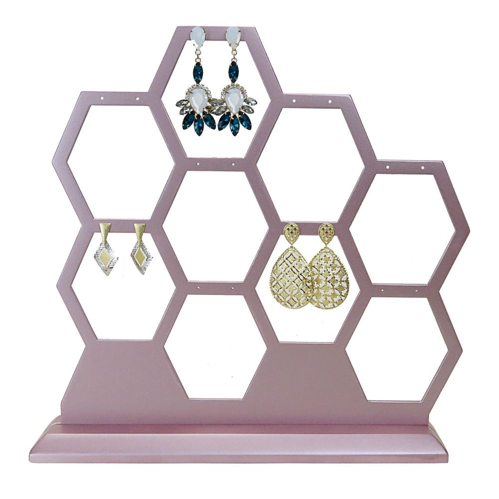 Expositor Amadeirado para Pares de Brincos - 6x30,5x30,5 cm Rosa Make