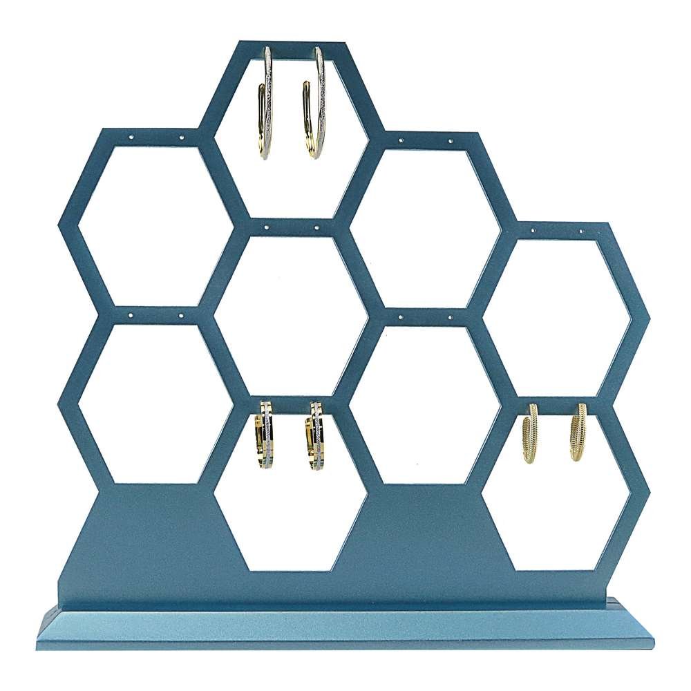  Expositor Amadeirado para Pares de Brincos - 6x30,5x30,5 cm Azul Perolado