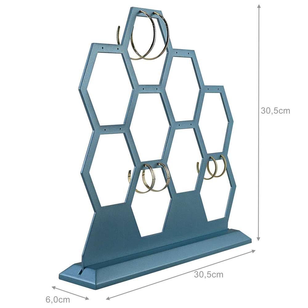Expositor Amadeirado para Pares de Brincos - 6x30,5x30,5 cm Azul Perolado