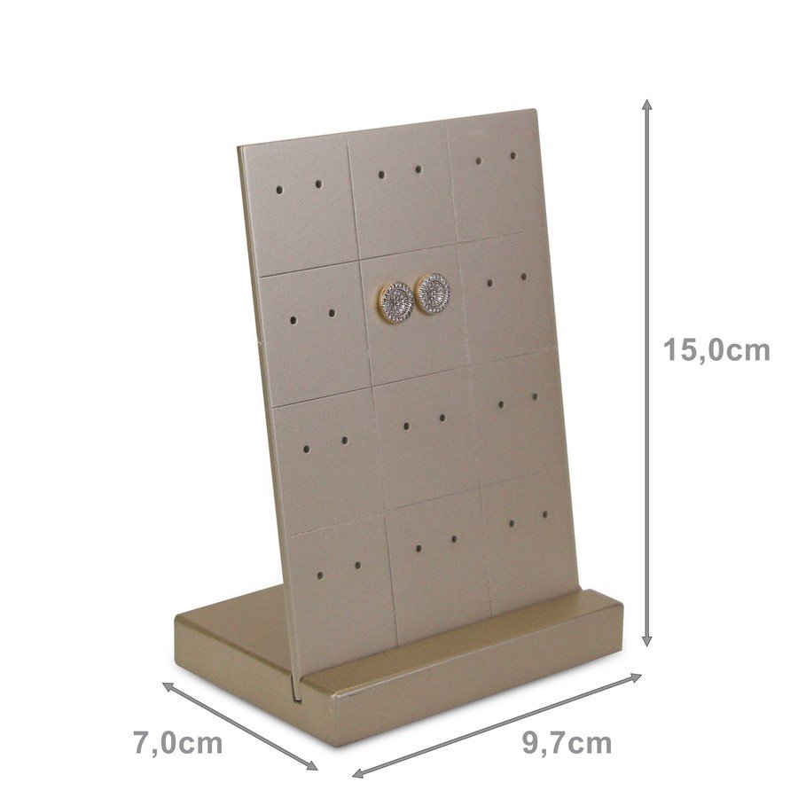 Expositor Amadeirado para Pares de Brincos - 7x9,7x15 cm. Champagne