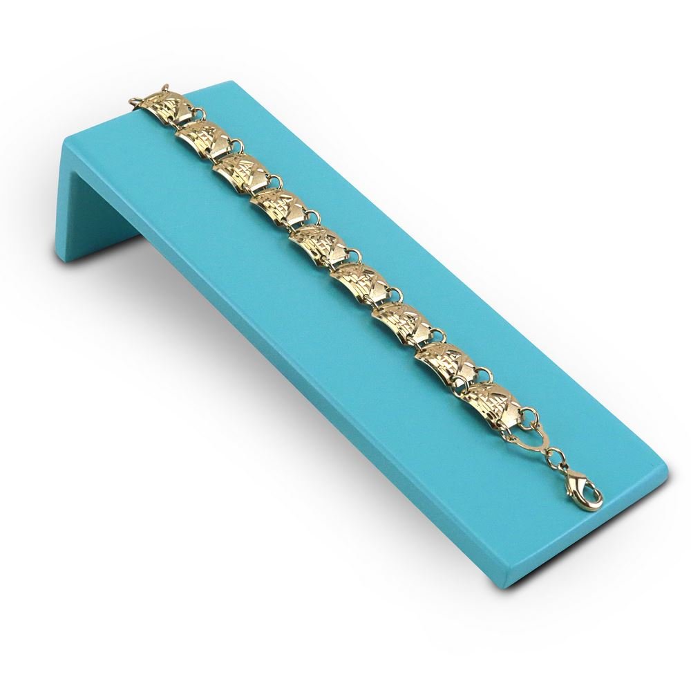 Expositor Amadeirado Inclinado para Pulseira - 5x15x3,5 cm. Verde tiffany
