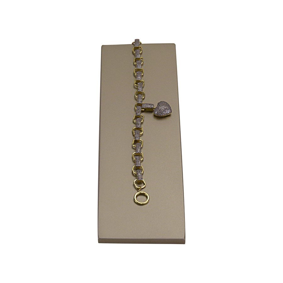 Expositor Amadeirado Inclinado para Pulseira - 6x20x5 cm. Champagne