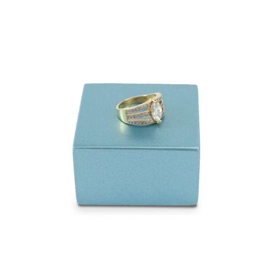 Expositor Médio Amadeirado para Joias - 5x5x3 cm. Azul Perolado
