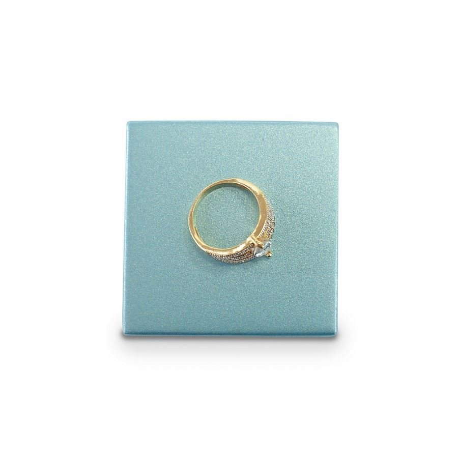 Expositor Médio Amadeirado para Joias - 5x5x3 cm. Azul Perolado
