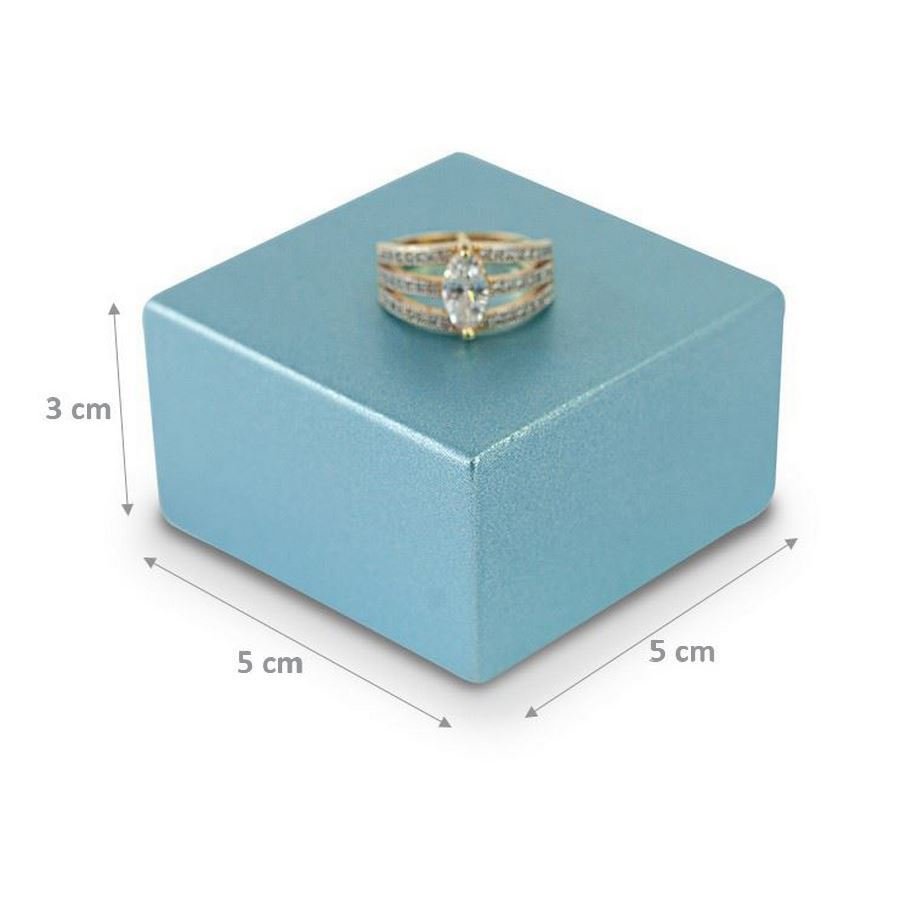 Expositor Médio Amadeirado para Joias - 5x5x3 cm. Azul Perolado