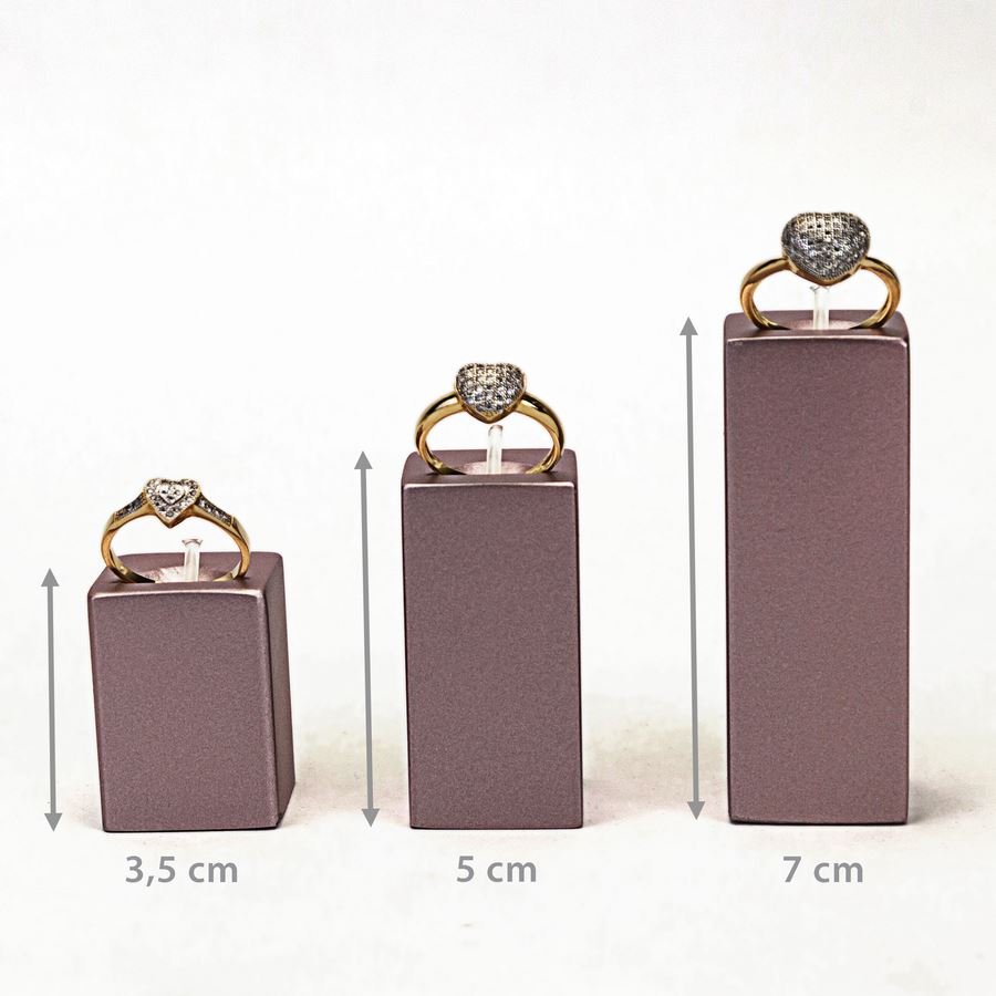 Trio de Expositores para Anéis - 2,5x2,5x7 cm. Rosa Make