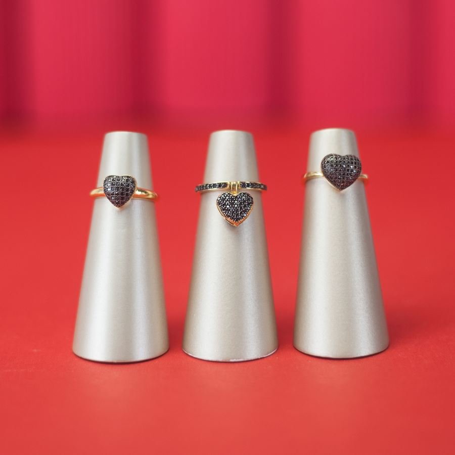 Trio de Expositores para Anéis - 3x6,5 cm Champagne