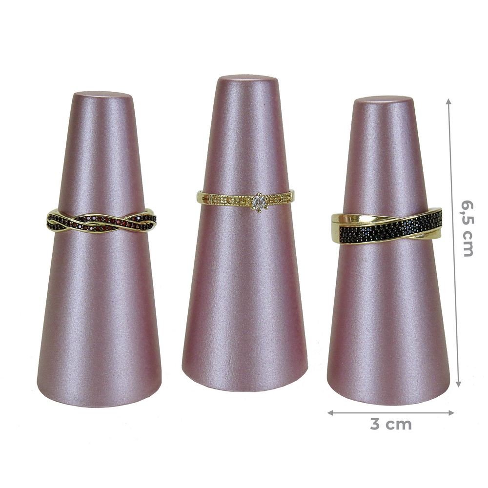 Trio de Expositores para Anéis - 3x6,5 cm Rosa Make