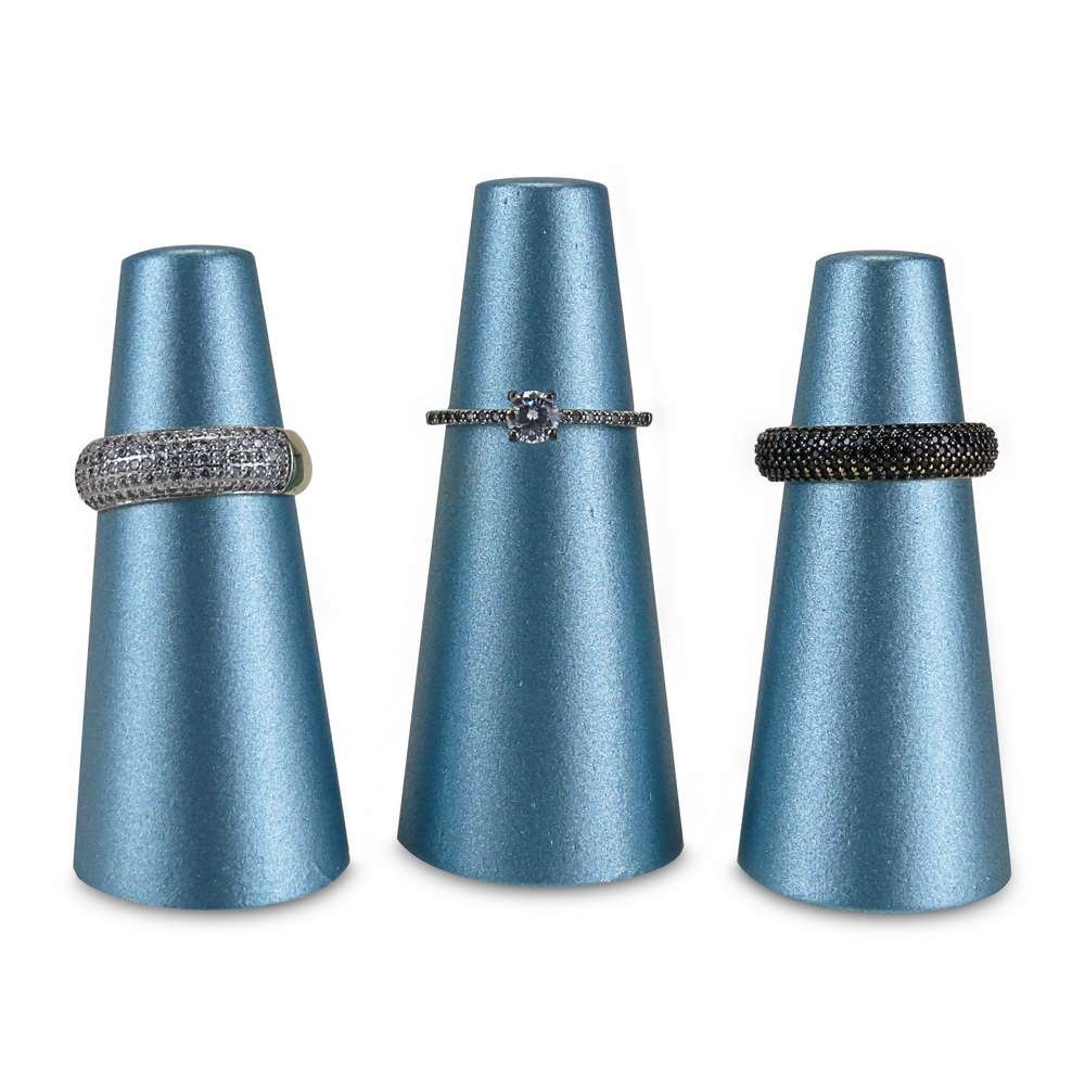 Trio de Expositores para Anéis - 3x6,5 cm Azul Perolado