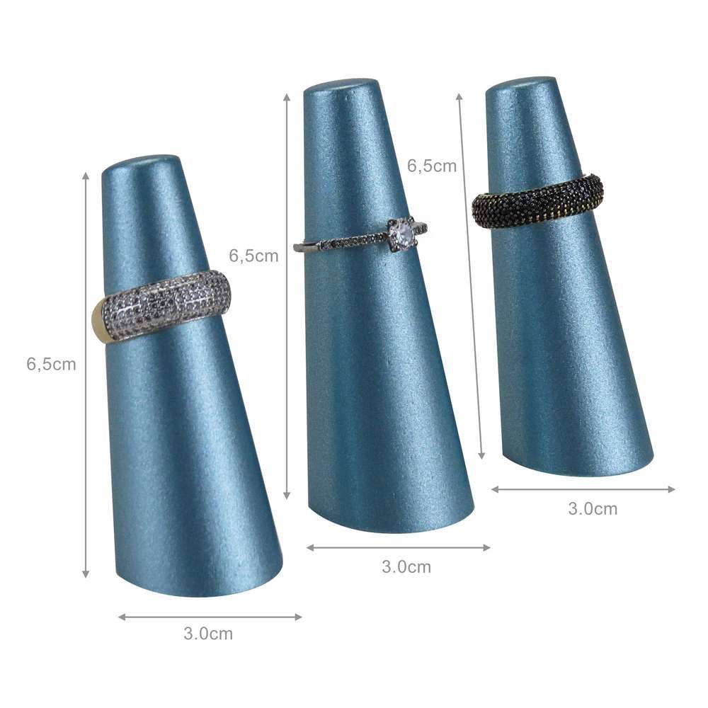 Trio de Expositores para Anéis - 3x6,5 cm Azul Perolado