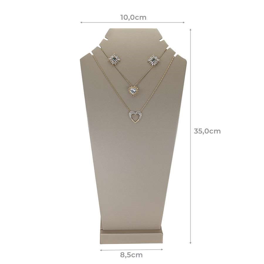 Busto Expositor Médio para Brinco e Gargantilha - 8,5x10x35. Champagne