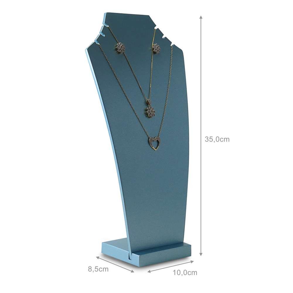 Busto Expositor Médio para Brinco e Gargantilha - 8,5x10x35. Azul Perolado