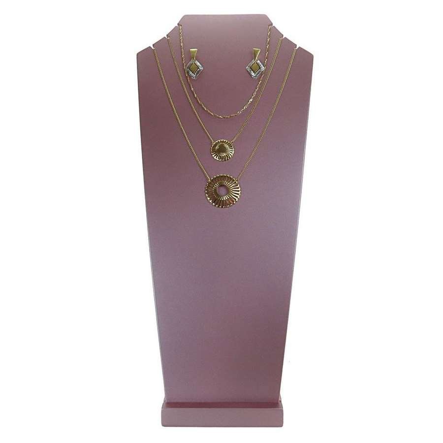 Busto Expositor Grande para Brinco e Gargantilha-11,5x10x45. Rosa Make