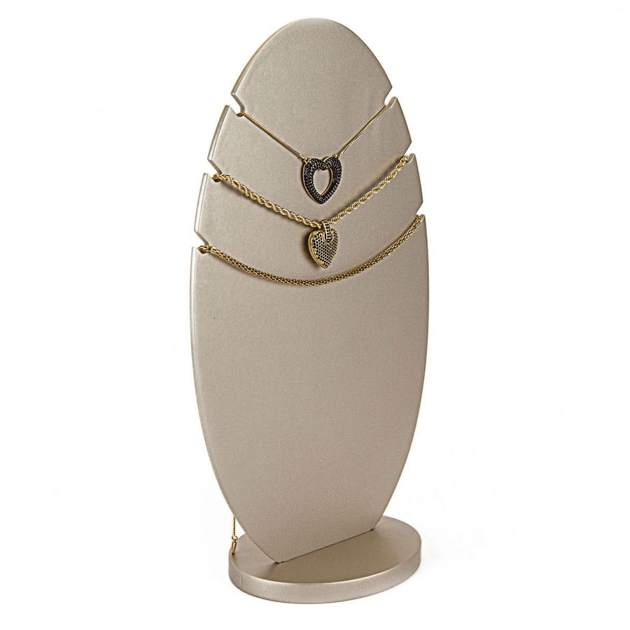 Expositor Pequeno Oval para Gargantilhas - 13x8x25,5 cm. Champagne