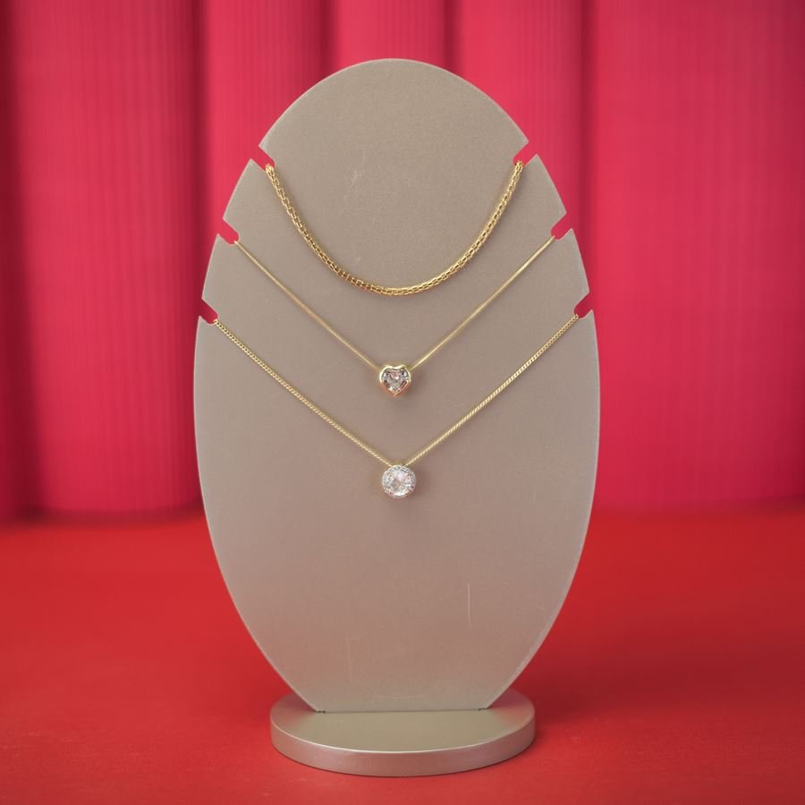 Expositor Pequeno Oval para Gargantilhas - 13x8x25,5 cm. Champagne