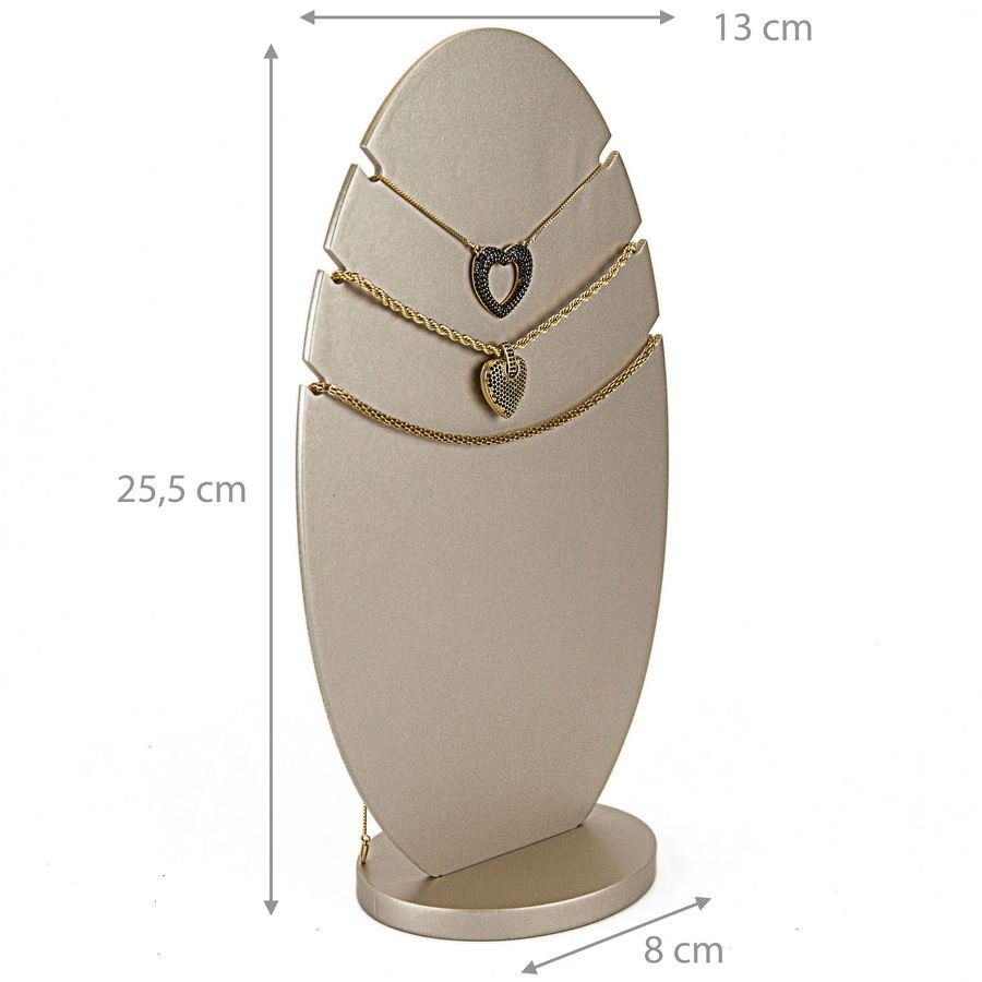 Expositor Pequeno Oval para Gargantilhas - 13x8x25,5 cm. Champagne