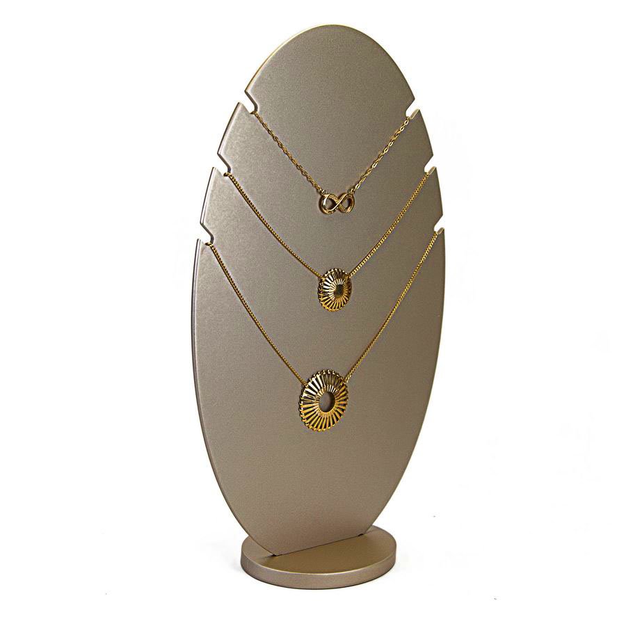 Expositor Amadeirado Oval 3 Gargantilha 'G' 18,5x8x30,5 Champagne