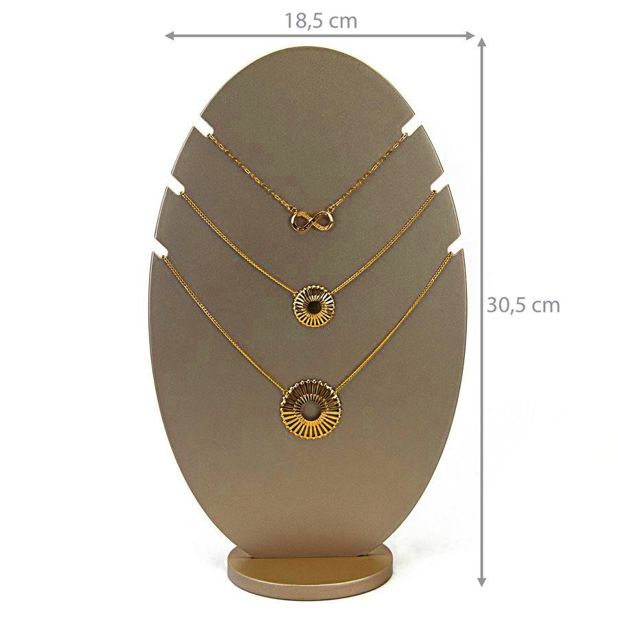 Expositor Amadeirado Oval 3 Gargantilha 'G' 18,5x8x30,5 Champagne