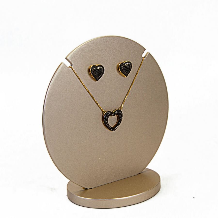 Busto Amadeirado Brinco e Gargantilha 'P' 15x8x14 Champagne