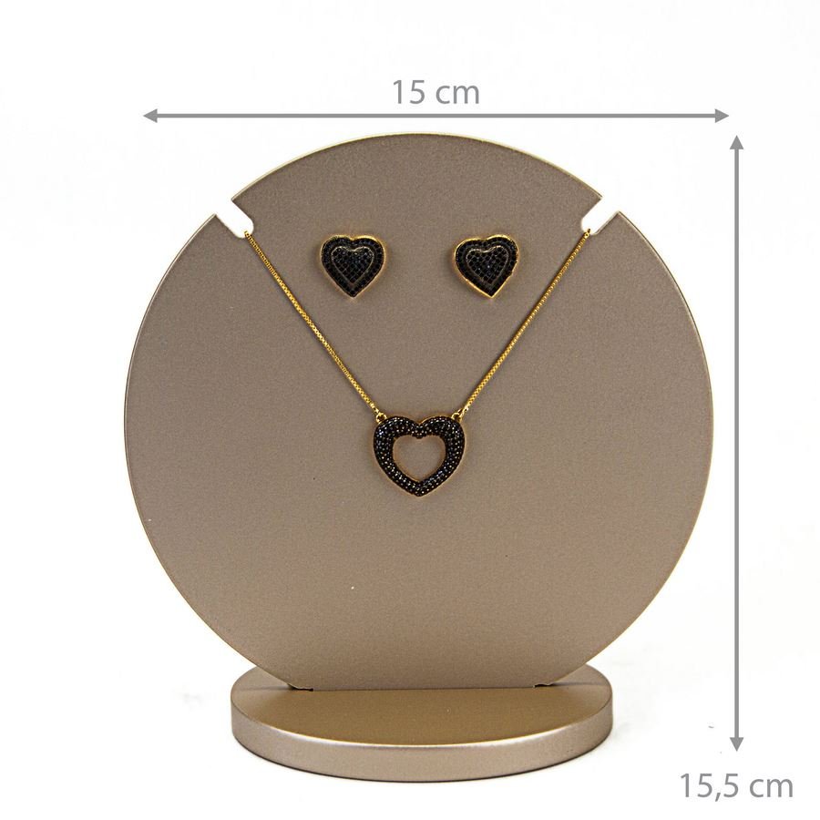 Busto Amadeirado Brinco e Gargantilha 'P' 15x8x14 Champagne