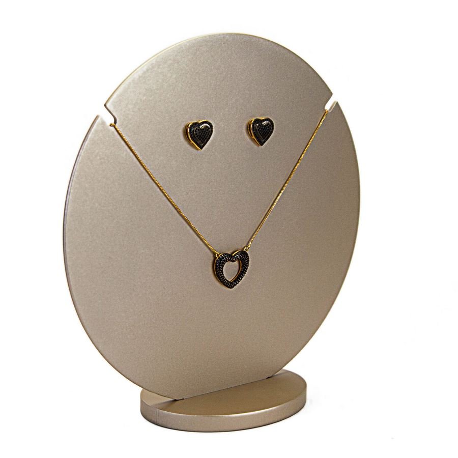 Busto Amadeirado Brinco e Gargantilha 'G' 19,5x8x20 Champagne