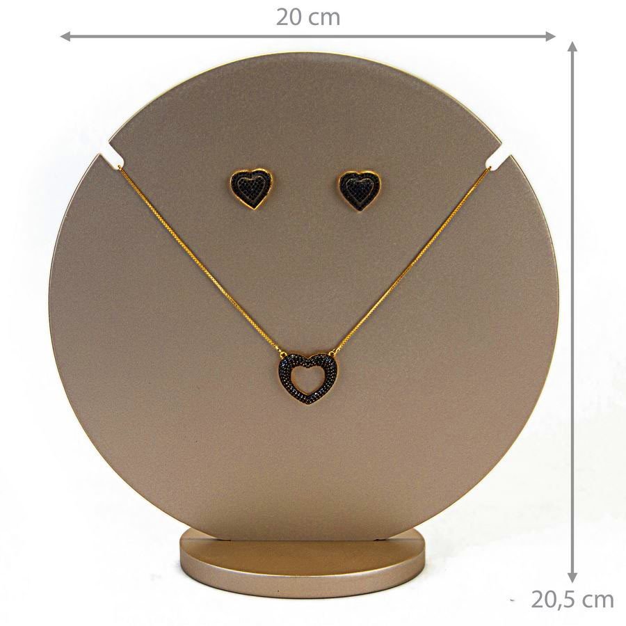 Busto Amadeirado Brinco e Gargantilha 'G' 19,5x8x20 Champagne