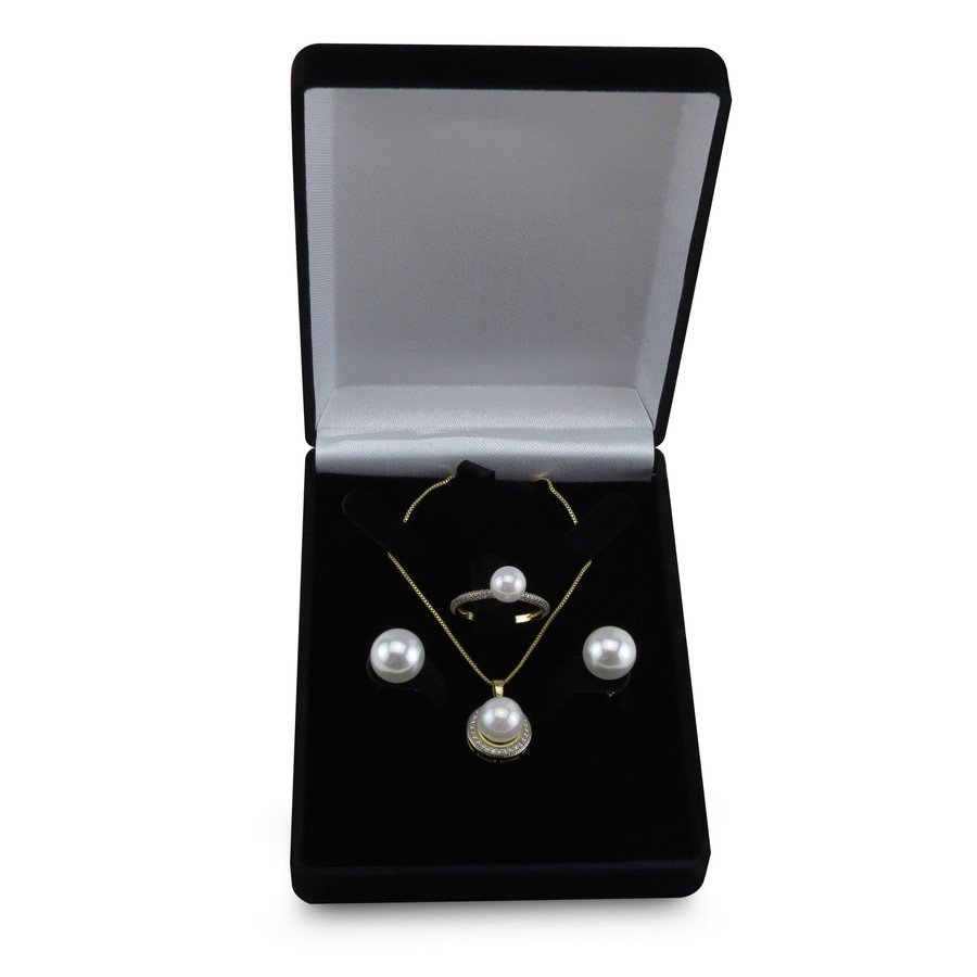 Estojo Para Conjunto - Anel, Brincos e Gargantilha Preto