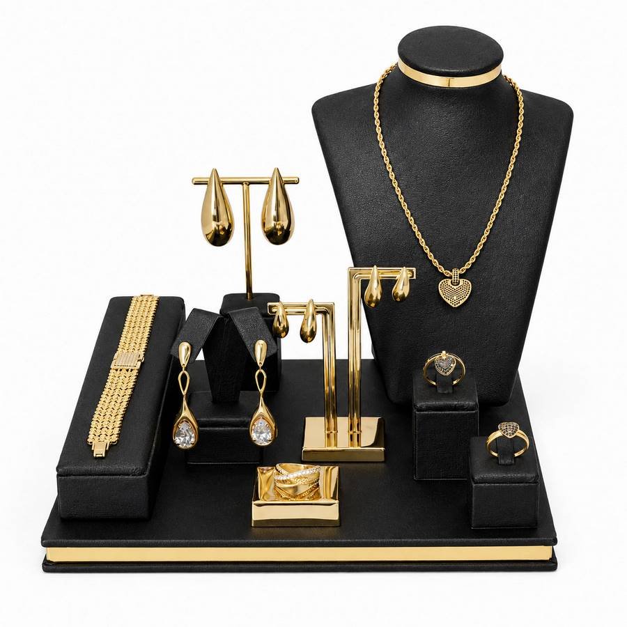 Vitrine de Expositores Deslumbre Dunny Preto - Dourado Metalizado