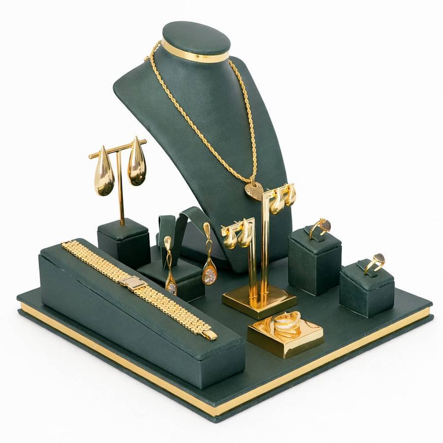 Vitrine de Expositores Deslumbre Dunny Verde - Dourado Metalizado
