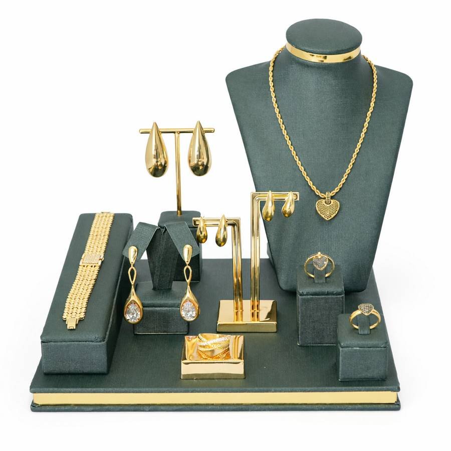 Vitrine de Expositores Deslumbre Dunny Verde - Dourado Metalizado