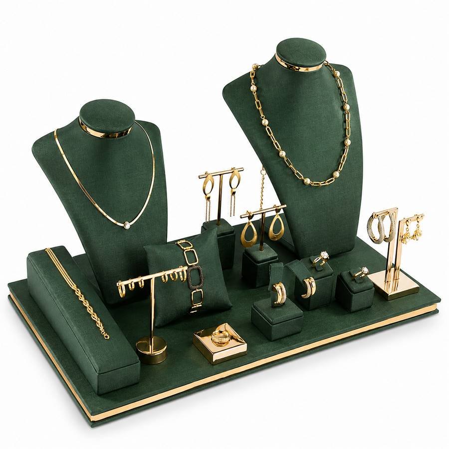 Vitrine de Expositores Radiante Dunny Verde - Dourado Metalizado