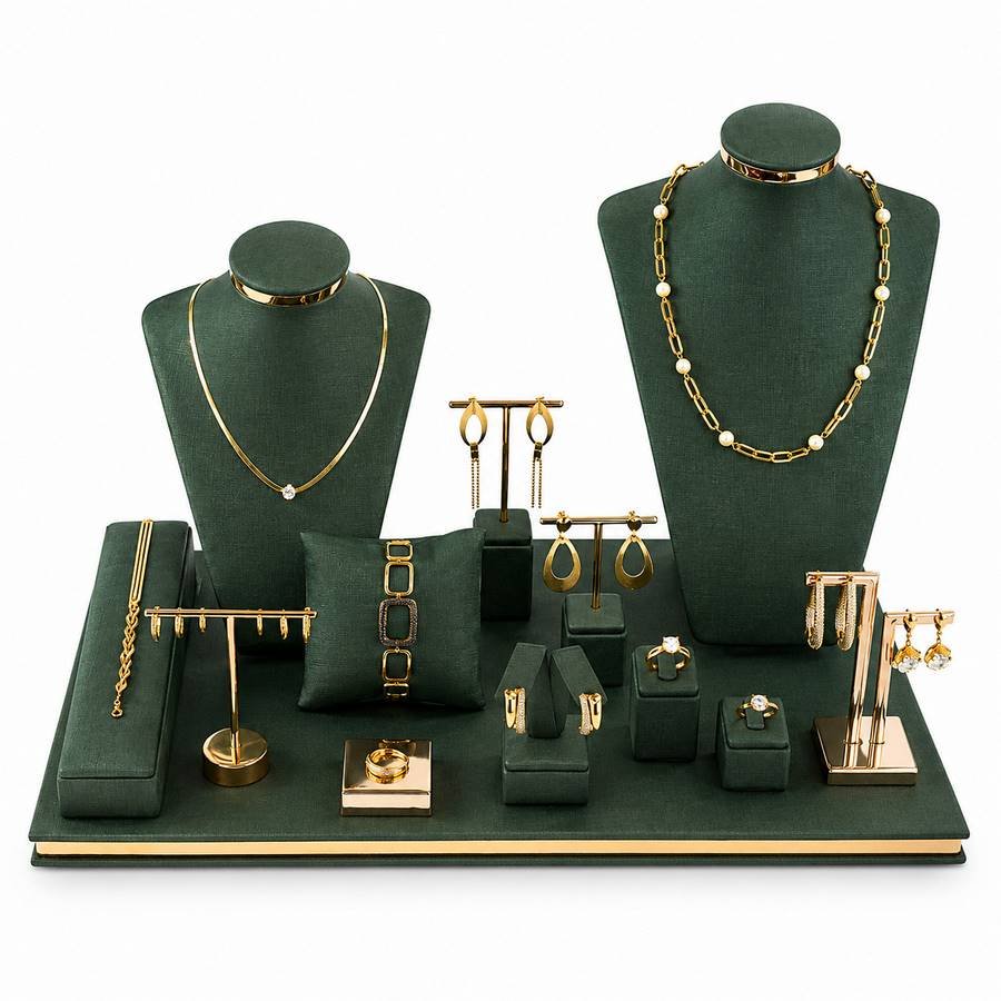 Vitrine de Expositores Radiante Dunny Verde - Dourado Metalizado