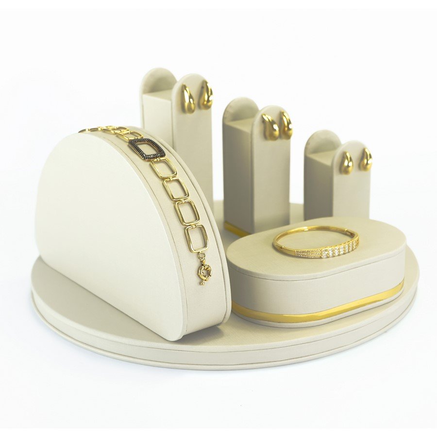 Vitrine Sinfonia Dunny Off White - Dourado Metalizado