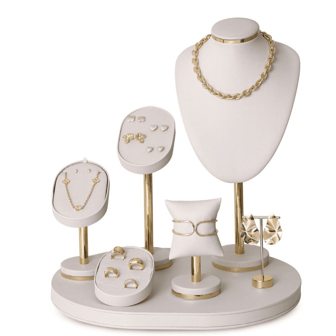 Vitrine Lux Dunny Off White - Dourado Metalizado