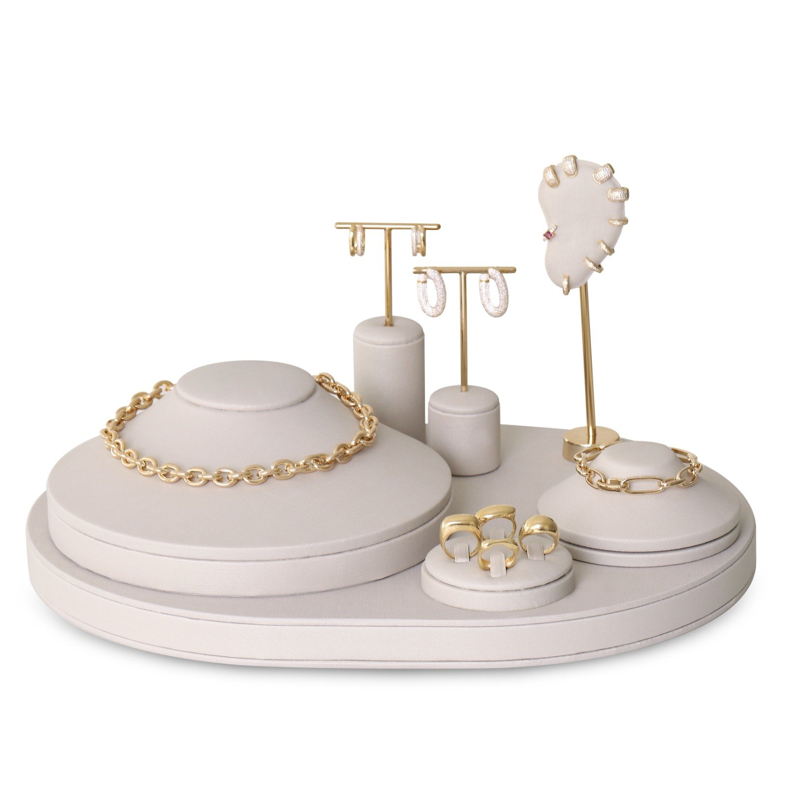 Vitrine Lune Dunny Off White - Dourado Metalizado
