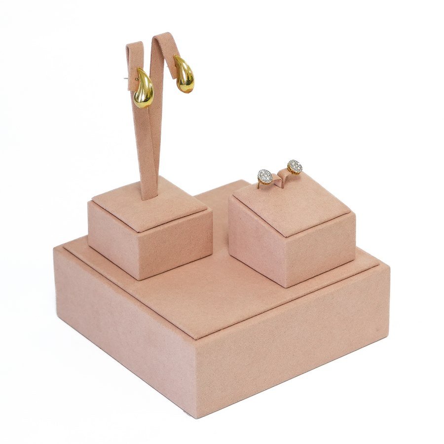 Expositor Duo Deluxe para Brincos 2 pares de Brinco Sortido Camurça Rosa