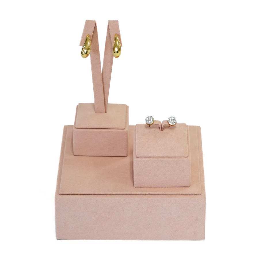 Expositor Duo Deluxe para Brincos 2 pares de Brinco Sortido Camurça Rosa