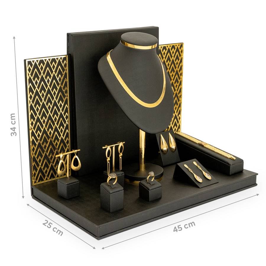 Vitrine Allure Dunny Preto - Dourado Metalizado