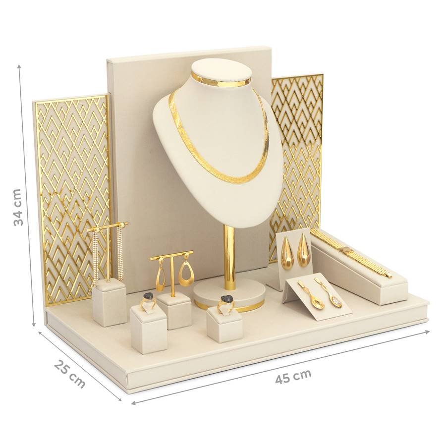 Vitrine Allure Dunny Off White - Dourado Metalizado