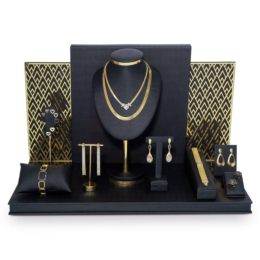 Vitrine Luminne Dunny Preto - Dourado Metalizado