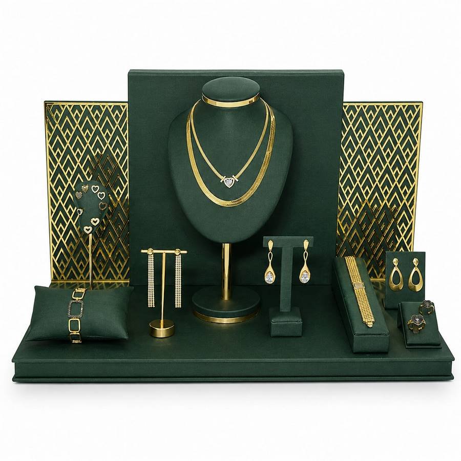 Vitrine Luminne Dunny Verde - Dourado Metalizado