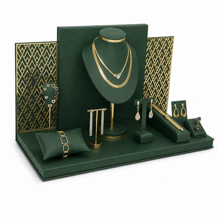 Vitrine Luminne Dunny Verde - Dourado Metalizado