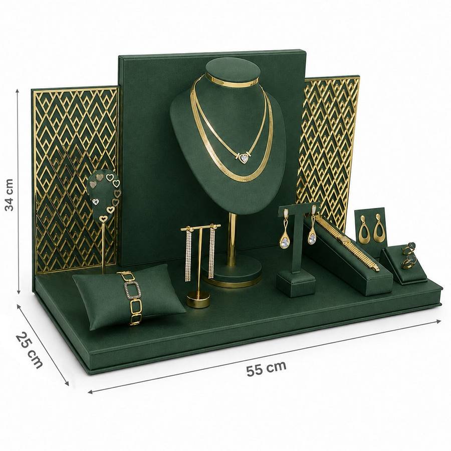 Vitrine Luminne Dunny Verde - Dourado Metalizado