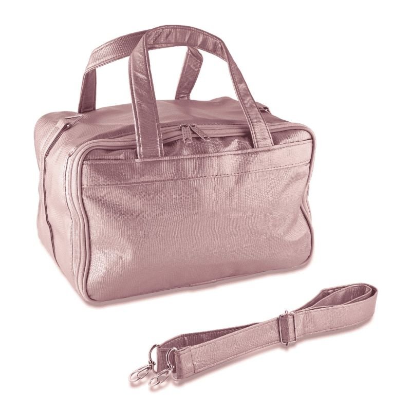 Bolsa para Bandejas de Jóias - 18x28,5x3,3 cm. Bolsa Reptil Rosê Metalizado - Bandeja Dunny Rosa Cha