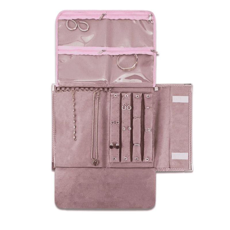 Pasta Pequena Mostruário para Joias - 27x42,5 cm. Rodes Rosê Metalizado - Suede Rosê