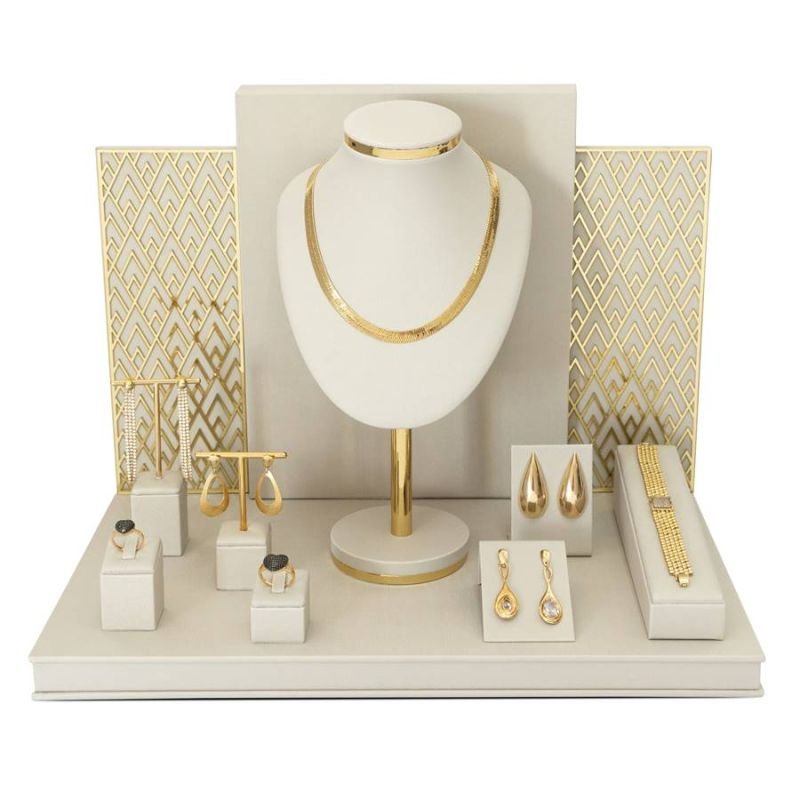 Vitrine Allure Dunny Off White - Dourado Metalizado