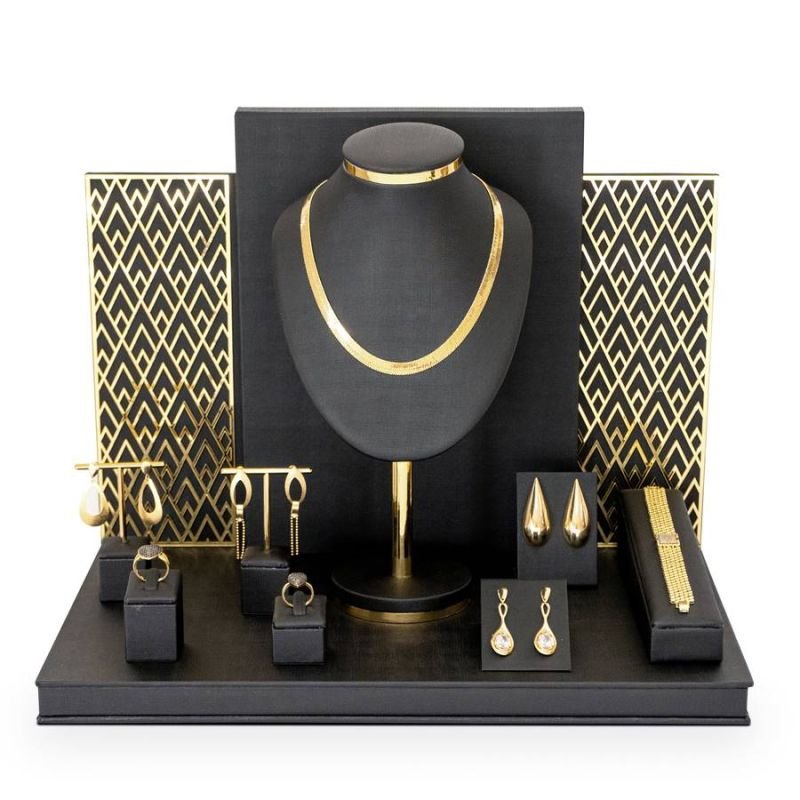 Vitrine Allure Dunny Preto - Dourado Metalizado